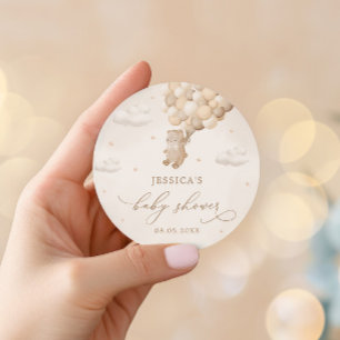 Teddy Bear Gender Neutral Baby shower Ronde Sticker