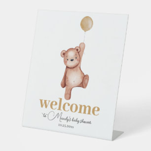 Teddy Bear Gender Neutral Welkom Reclamebord Met Voetstuk
