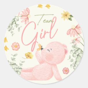 Teddy Bear Gender onthullen het dikterteam Girl Ronde Sticker