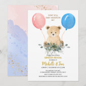 Teddy Bear Gender onthullen partijuitnodiging Kaart (Voorkant / Achterkant)