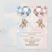 Teddy Bear Gender onthulling Baby shower Kaart (Voorkant / Achterkant)