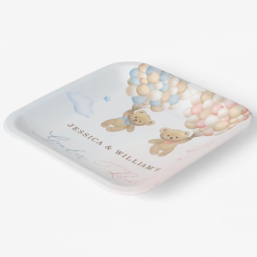 Teddy Bear Gender onthulling Papieren Bordje (Gebogen)