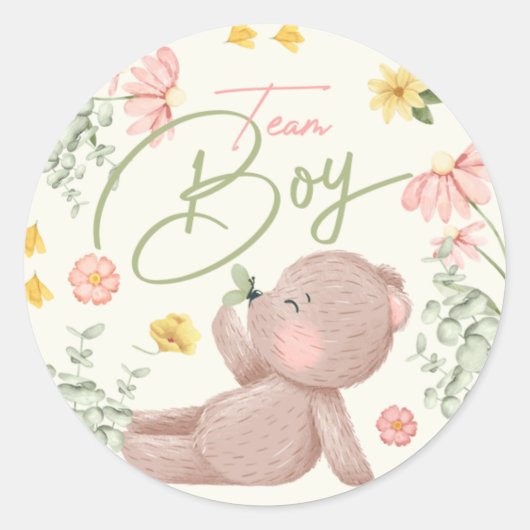 Teddy Bear Gender onthulling Stickers Team Boy (Voorkant)
