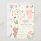 Teddy Bear Gender onthulling Uitnodiging (Voorkant)