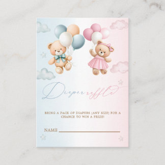 Teddy Bear Gender Reveal Diaper Raffle Informatiekaartje