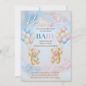 Teddy Bear Gender Reveal Invitation He or She (Devant)