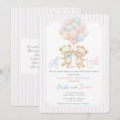 Teddy Bear Gender Reveal Kaart (Voorkant / Achterkant)