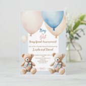 Teddy Bear Genre Reveal Celebration Invitation (Debout devant)