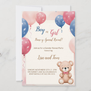 Teddy Bear Genre Reveal Celebration Invitation