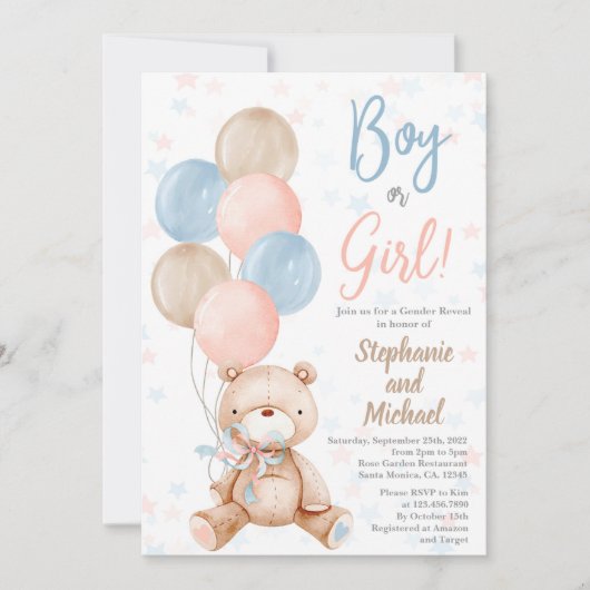 Teddy Bear Genre Reveillez Invitation (Devant)