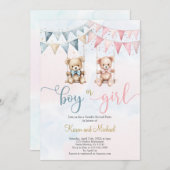 Teddy Bear Genre Reveillez Invitation (Devant / Derrière)