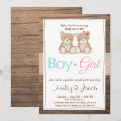 Teddy bear Genre révéler invitation Garçon ou fill (Devant / Derrière)