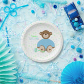 Teddy Bear, geperst in Blue Baby shower Paper Bord (Feest)