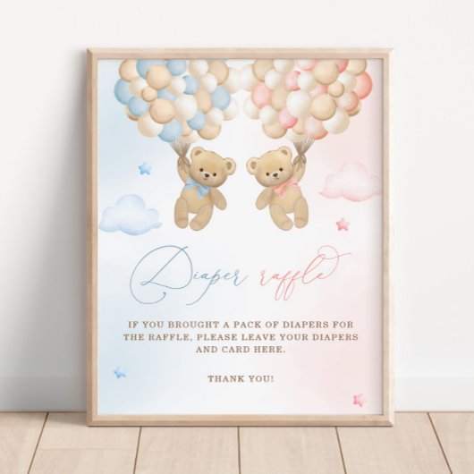Teddy Bear Geslacht Onthulling Luier Raffle Poster
