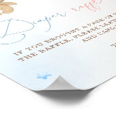 Teddy Bear Geslacht Onthulling Luier Raffle Poster (Hoek)