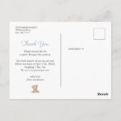 Teddy Bear Gingham Baby Boy Birth Announcement Briefkaart (Achterkant)