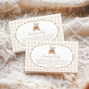 Teddy Bear Gingham boeken voor Baby Informatiekaartje