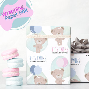 Teddy Bear Girl and Boy Twins Cadeaupapier