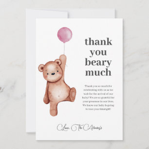 Teddy Bear Girl Baby shower Dank je wel Bedankkaart