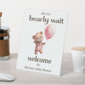 Teddy Bear Girl Baby shower Welkom Reclamebord Met Voetstuk (Insitu)