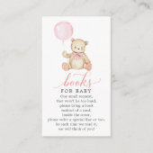 Teddy Bear Girl Book Request Baby shower Card Informatiekaartje (Voorkant)