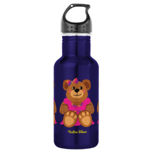Teddy Bear Girl Cute Kinder Water Flacon met naam Waterfles