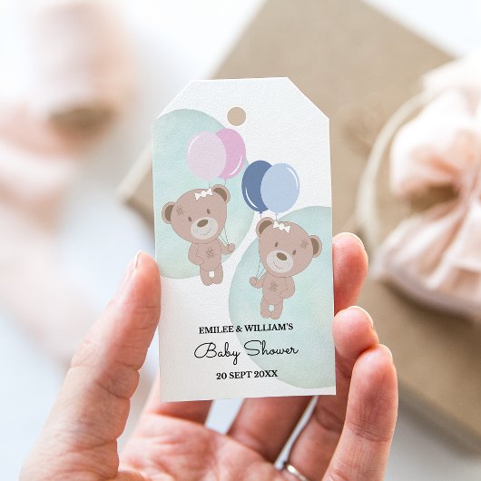 Teddy Bear Girl en Boy Twins Cadeaulabel