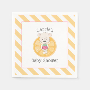 Teddy Bear Girl op Pool Floatie Baby shower Servet