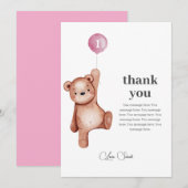 Teddy Bear Girl Premier anniversaire Carte de reme (Devant / Derrière)