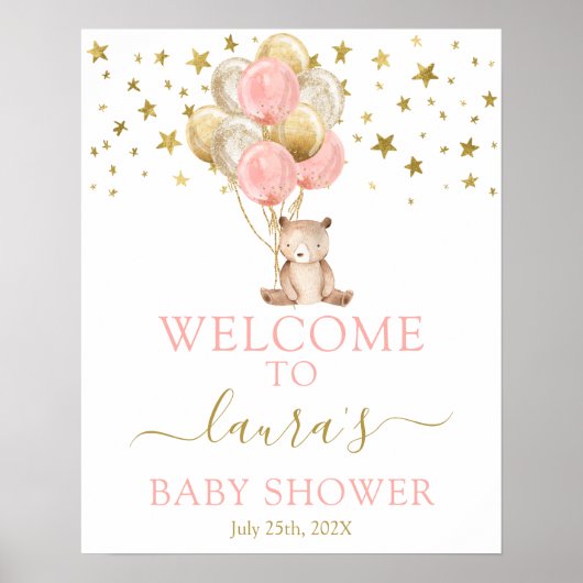 Teddy Bear Girl Welkomstteken Poster (Voorkant)