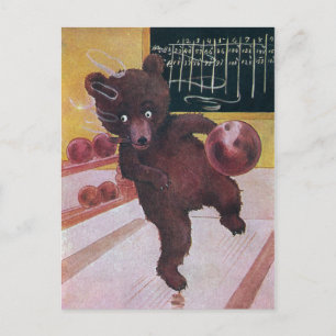 Teddy Bear Goes Bowling Briefkaart