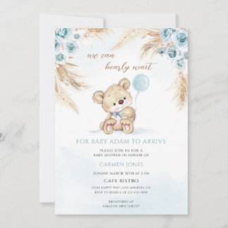 Teddy Bear Gras Baby Shower Kaart