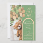 Teddy Bear Green et Brown Baby shower Invitation (Devant)