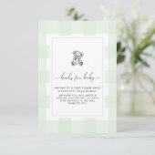 Teddy Bear Green Gingham Book Request Card Informatiekaartje (Staand voorkant)