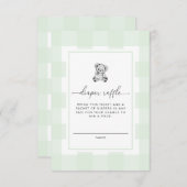 Teddy Bear Green Gingham Diaper Raffle Ticket Informatiekaartje (Voorkant / Achterkant)