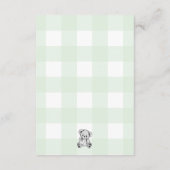 Teddy Bear Green Gingham Diaper Raffle Ticket Informatiekaartje (Achterkant)