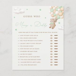 Teddy Bear Green Mama of Daddy Baby shower Spel