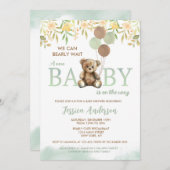 Teddy Bear Green Unisex invitation à la douche béb (Devant / Derrière)