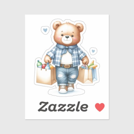 Teddy Bear Grocery Sticker (Vel)