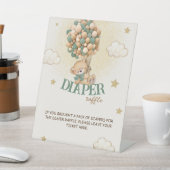 Teddy Bear Groen Bruin Luier Raffle Spel Reclamebord Met Voetstuk (Insitu)