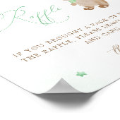 Teddy Bear Groene Baby shower Luier Raffle Poster (Hoek)