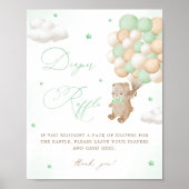 Teddy Bear Groene Baby shower Luier Raffle Poster (Voorkant)