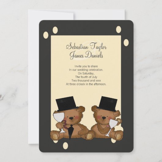 Teddy Bear Grooms Wedding Kaart (Voorkant)