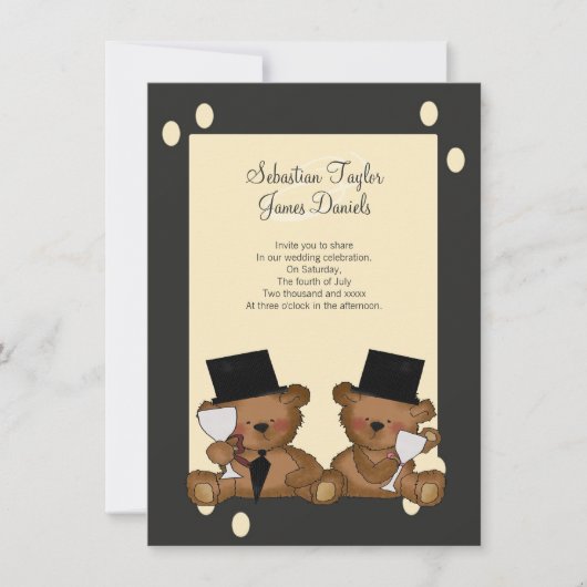 Teddy Bear Grooms Wedding Kaart (Voorkant)