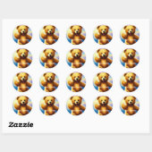 Teddy Bear Happy Birthday Classic Round Sticker (Feuille)