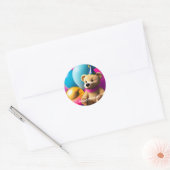 Teddy Bear Happy Birthday Classic Round Sticker (Enveloppe)