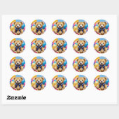Teddy Bear Happy Birthday Classic Round Sticker (Feuille)