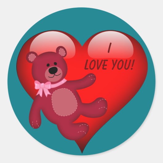 Teddy Bear, Heart, Valentijn Love Sticker (Voorkant)