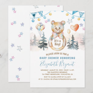 Teddy Bear - Het is een Baby shower voor jongens Kaart