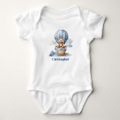Teddy Bear Hete Luchtballon Gepersonaliseerde Blue Romper (Voorkant)